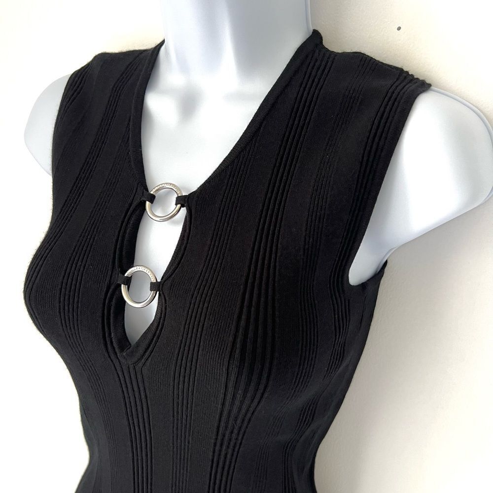 DOLCE & GABBANA Black Sleeveless Top with Ring Detail Size Small - Picture 3 of 9